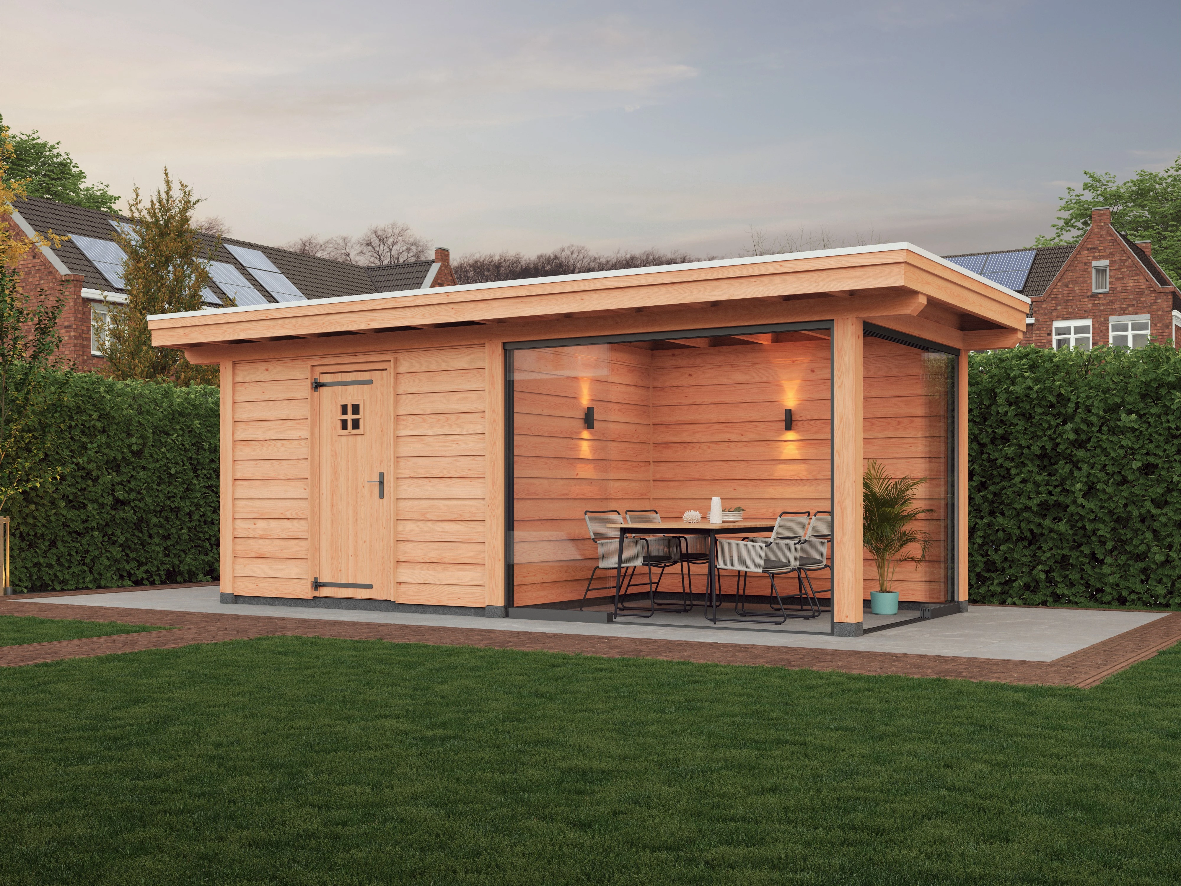 Douglas overkapping, 700 x 300, met schuur en achterwand, Westwood Vrijbuiter - Afbeelding 4